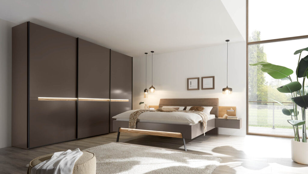 Moebel Lueckoff bedrooms linee terra brown lacquer wave optics oak solid 00 AM